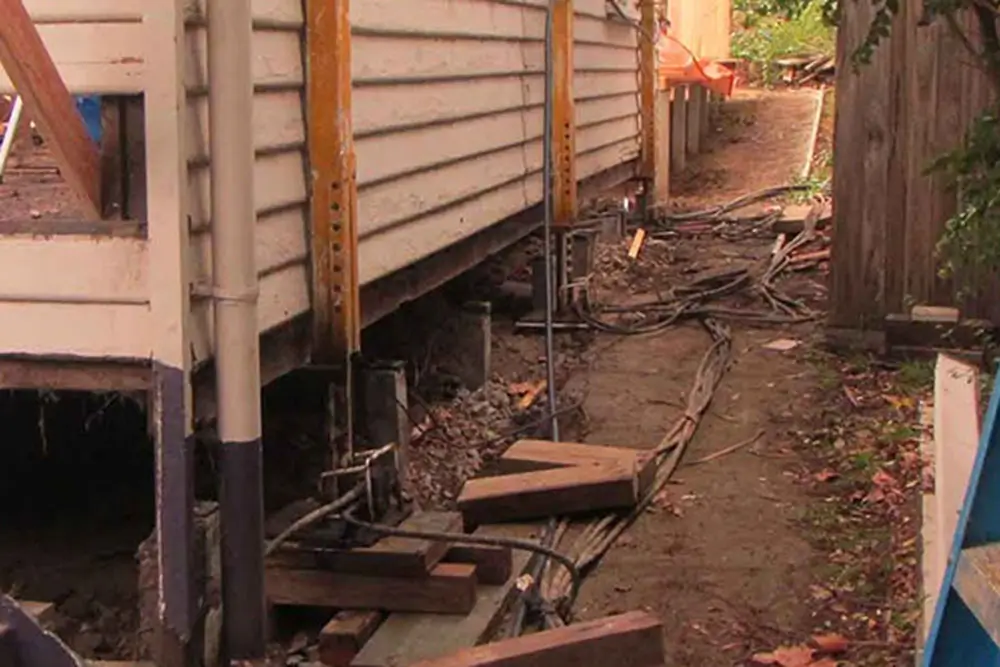 House under pinning on slope